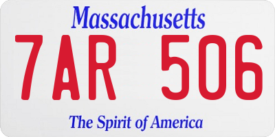 MA license plate 7AR506