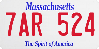 MA license plate 7AR524