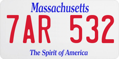 MA license plate 7AR532