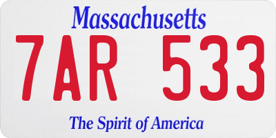 MA license plate 7AR533