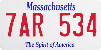 MA license plate 7AR534