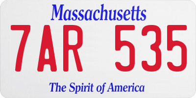 MA license plate 7AR535