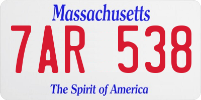 MA license plate 7AR538