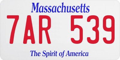 MA license plate 7AR539