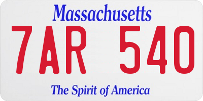 MA license plate 7AR540