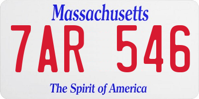 MA license plate 7AR546