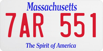 MA license plate 7AR551