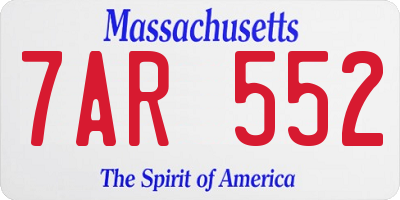 MA license plate 7AR552