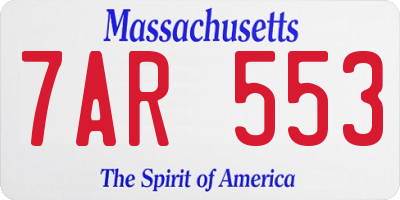 MA license plate 7AR553