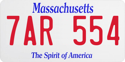 MA license plate 7AR554