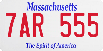 MA license plate 7AR555