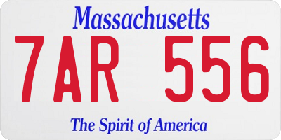 MA license plate 7AR556