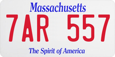 MA license plate 7AR557