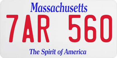 MA license plate 7AR560