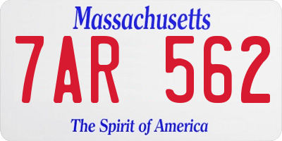 MA license plate 7AR562