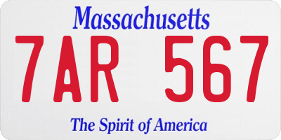 MA license plate 7AR567