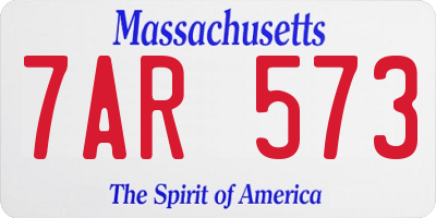 MA license plate 7AR573