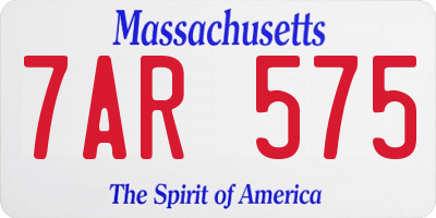 MA license plate 7AR575