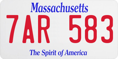 MA license plate 7AR583