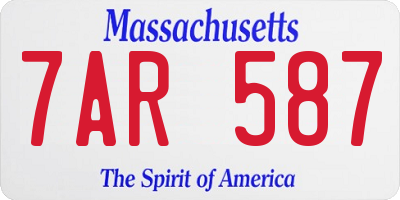 MA license plate 7AR587