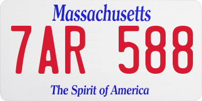 MA license plate 7AR588