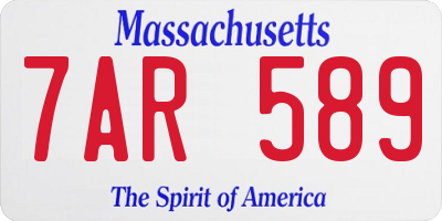 MA license plate 7AR589