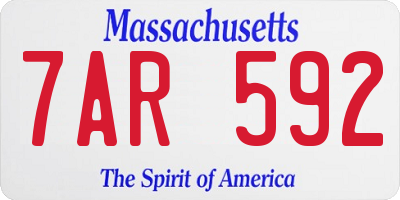 MA license plate 7AR592