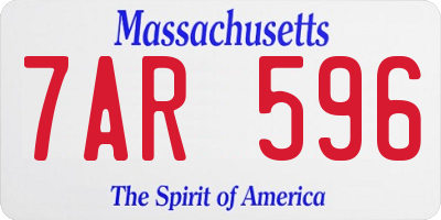 MA license plate 7AR596