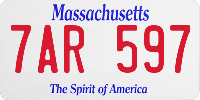 MA license plate 7AR597