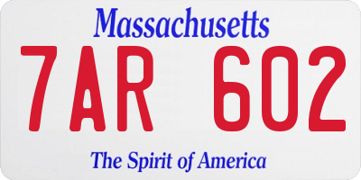 MA license plate 7AR602