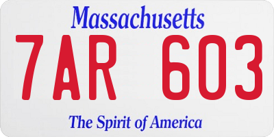 MA license plate 7AR603