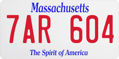 MA license plate 7AR604