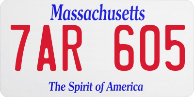 MA license plate 7AR605