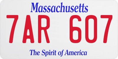 MA license plate 7AR607