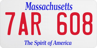 MA license plate 7AR608
