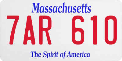 MA license plate 7AR610