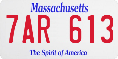 MA license plate 7AR613