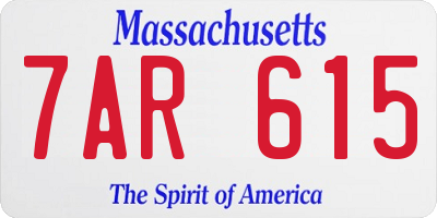 MA license plate 7AR615