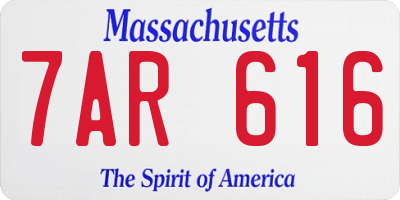 MA license plate 7AR616
