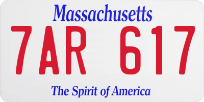 MA license plate 7AR617
