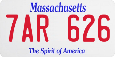 MA license plate 7AR626