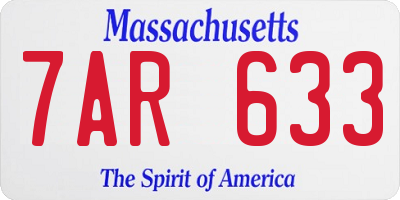 MA license plate 7AR633