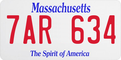 MA license plate 7AR634