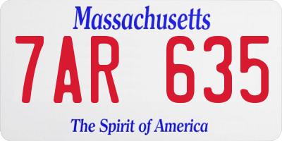 MA license plate 7AR635