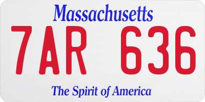MA license plate 7AR636