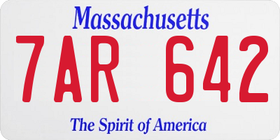 MA license plate 7AR642