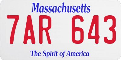 MA license plate 7AR643