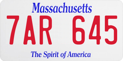 MA license plate 7AR645