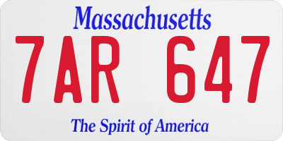 MA license plate 7AR647