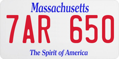 MA license plate 7AR650